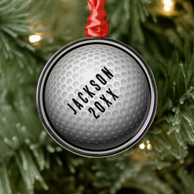 Golf Ball Christmas Metal Ornament (Tree)