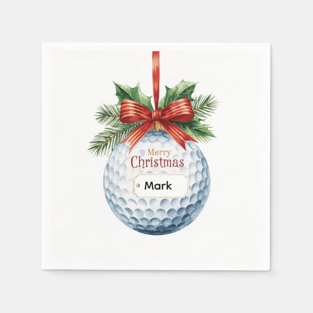 Golf Ball Christmas themed Napkin (Front)