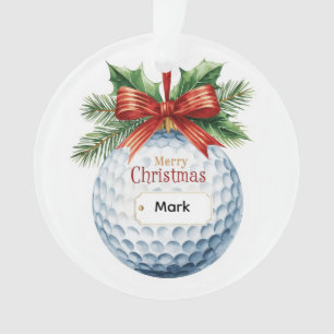 Golf Ball Christmas themed Ornament