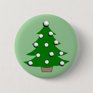 Golf Ball Christmas Tree 2 Inch Round Button