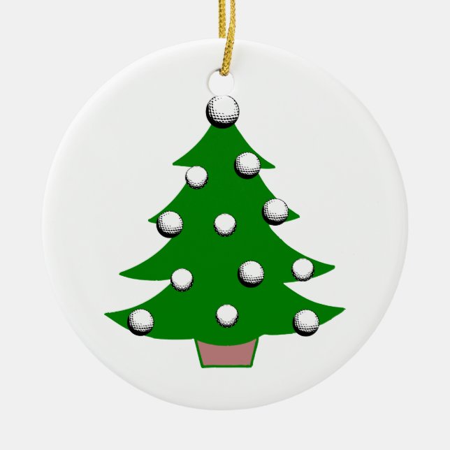 Golf Ball Christmas Tree Ceramic Ornament (Front)