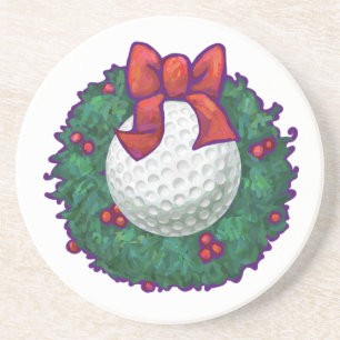 Golf Ball Christmas Wreath Coaster