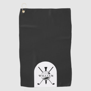 Golf Ball Club Personalized Monogram Name Black Towel