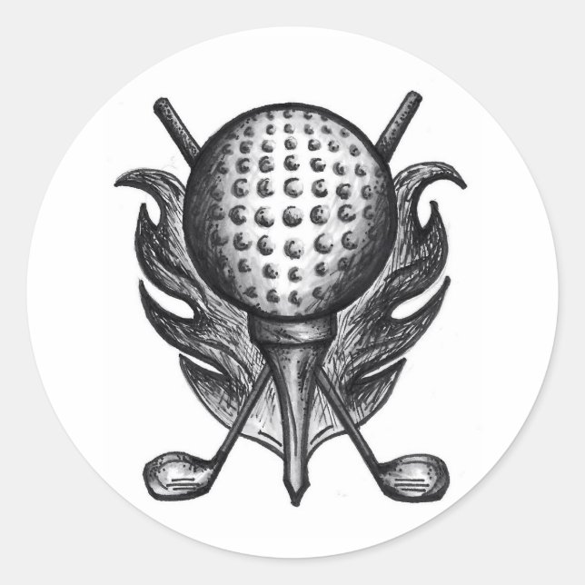 Golf Ball Clubs and Tee Golfing Golfer Stickers (Front)