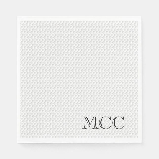 Golf Ball Country Club Initials Golfing Chic Napkin (Front)
