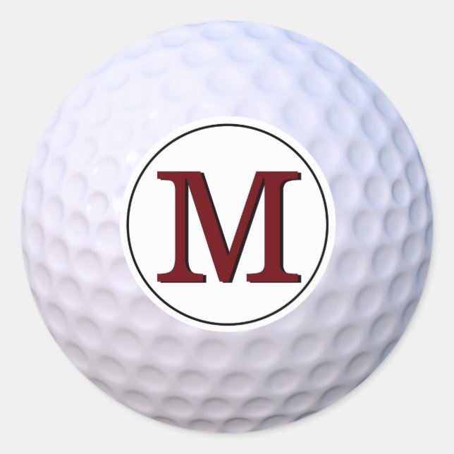 Golf Ball Customizable Monogram Classic Round Sticker (Front)