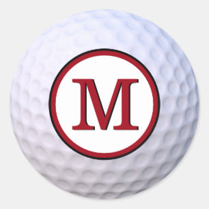 Golf Ball Customizable Monogram Red Classic Round Sticker