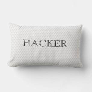 Golf Ball Dimples HACKER text Fun Sports Decor Lumbar Pillow