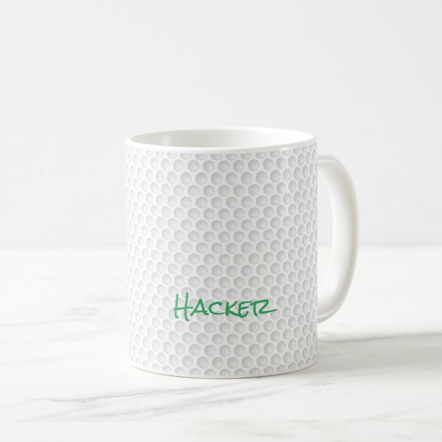 Golf Ball Dimples NAME Golfing Hacker Fun Coffee Mug (Front Right)