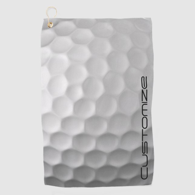 Golf Ball Dimples pattern with Personalized Text Golf Towel (Front)