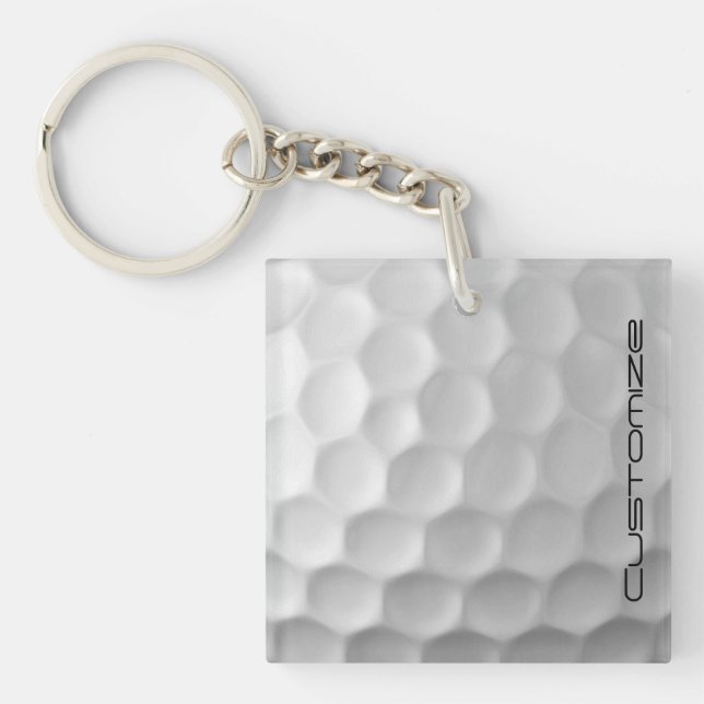 Golf Ball Dimples pattern with Personalized Text Keychain (Front)
