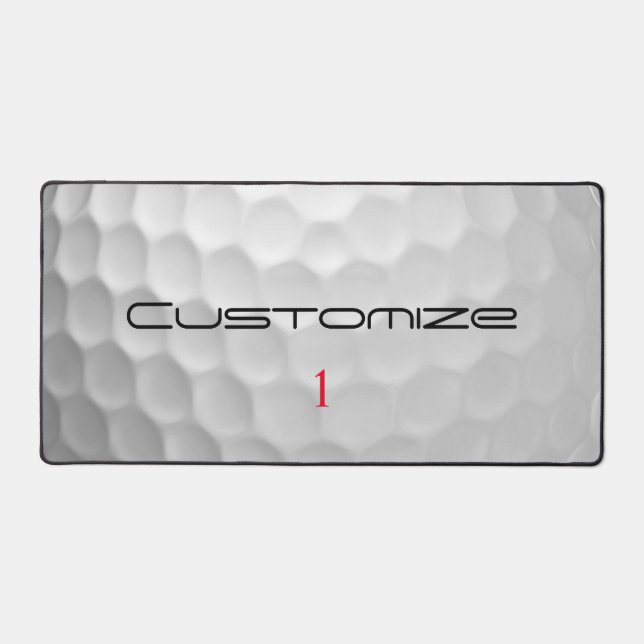 Golf Ball Dimples Personalized Text and Number Desk Mat (Front)