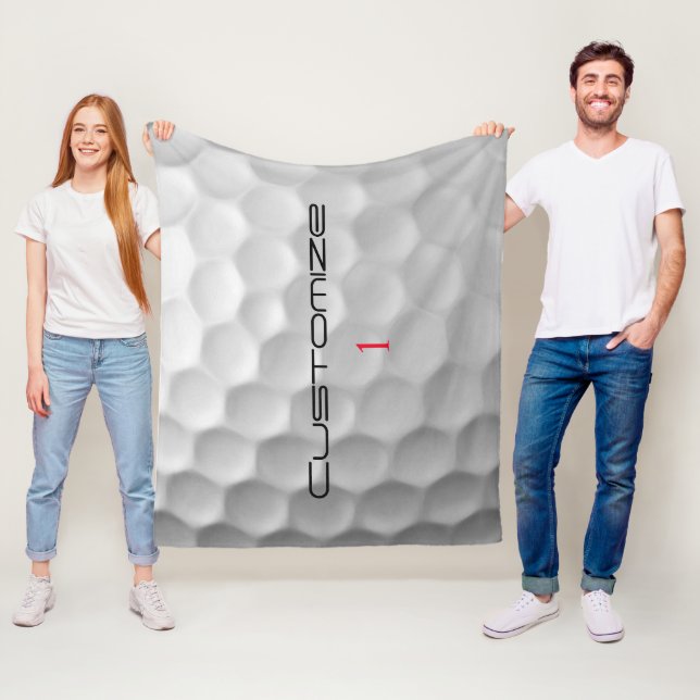 Golf Ball Dimples Personalized Text and Number Fleece Blanket (In Situ)