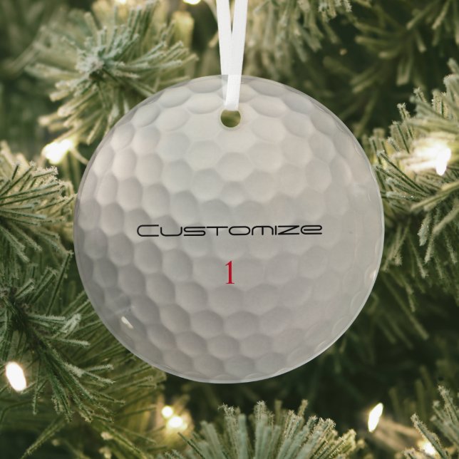 Golf Ball Dimples Personalized Text and Number Glass Ornament (Insitu)