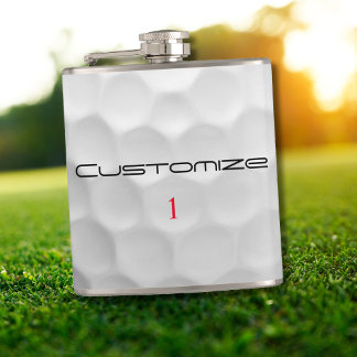 Golf Ball Dimples Personalized Text and Number Hip Flask