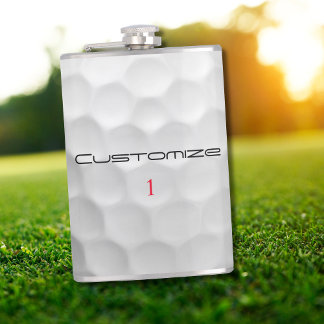 Golf Ball Dimples Personalized Text and Number Hip Flask