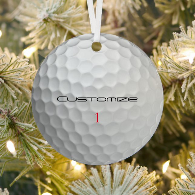 Golf Ball Dimples Personalized Text and Number Metal Ornament (Insitu)