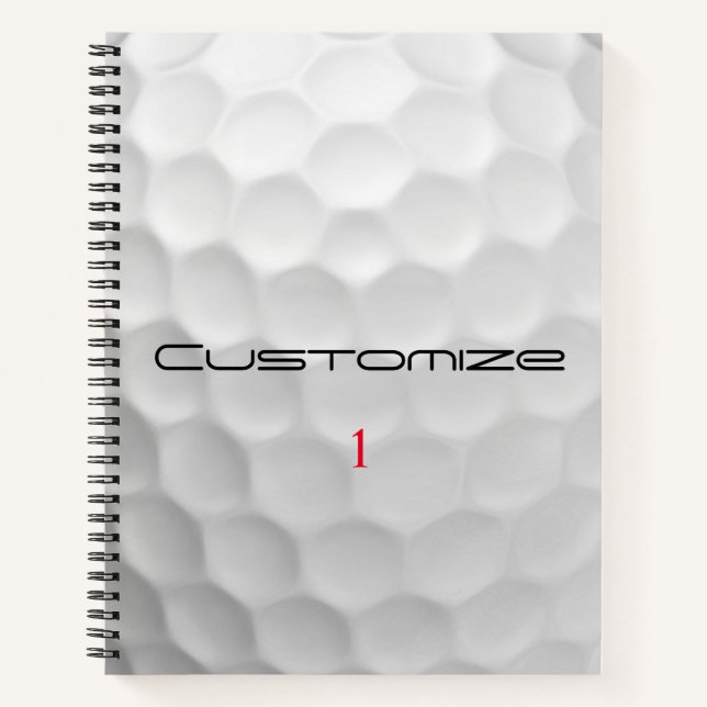 Golf Ball Dimples Personalized Text and Number Notebook (Front)