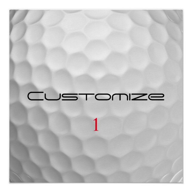Golf Ball Dimples Personalized Text and Number Poster (Front)