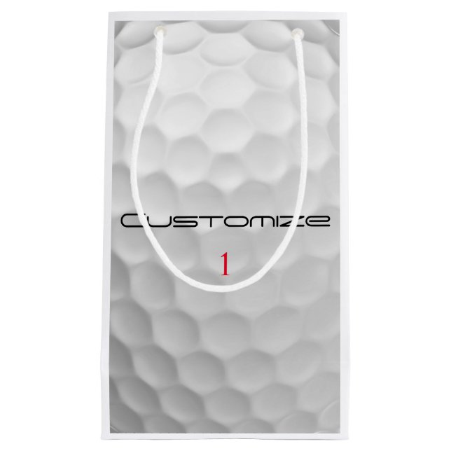 Golf Ball Dimples Personalized Text and Number Small Gift Bag (Front)