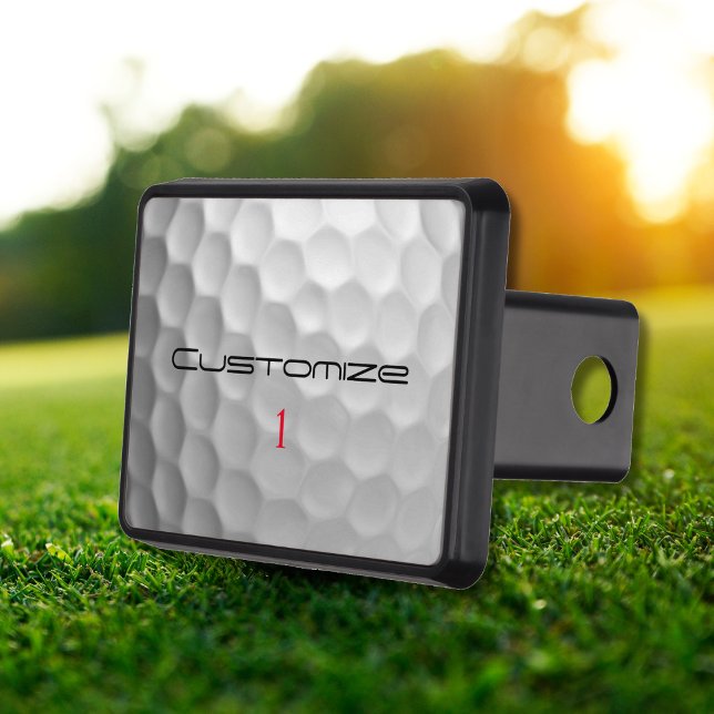 Golf Ball Dimples Personalized Text and Number Trailer Hitch Cover (Creator Uploaded)