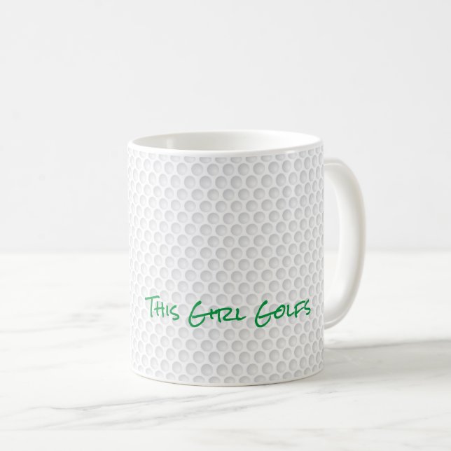 Golf Ball Dimples This Girl Golfs Text Sports Fun Coffee Mug (Front Right)