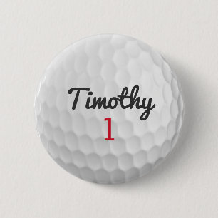 Golf Ball Dimples with Black Name Red Number 2 Inch Round Button
