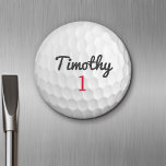 Golf Ball Dimples with Black Name Red Number Magnet<br><div class="desc">A sporty and manly pattern for the guys and boys in your family.This sports design is perfect for any athlete. It looks like a photo of a gold ball. You can use this as a Happy Birthday favor and include the number years old in the number area.</div>