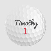 Golf Ball Dimples with Black Name Red Number