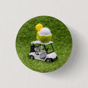 Golf ball for Easter Holiday with golf cart 1 Inch Round Button
