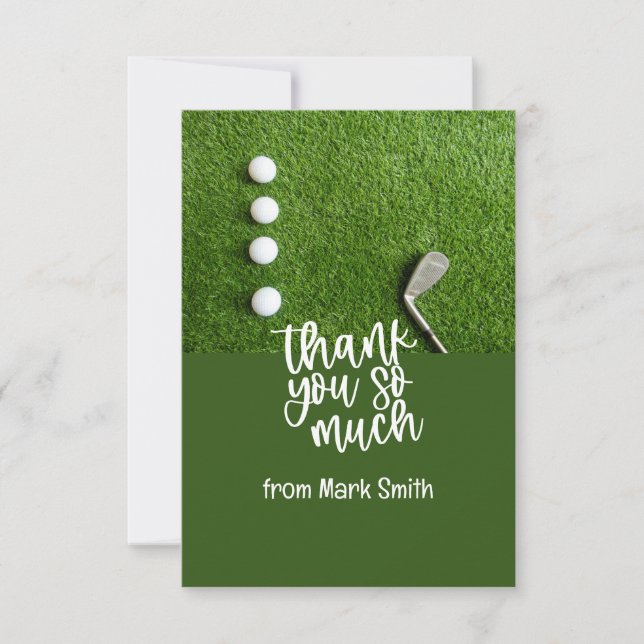 Golf Ball for Golfer on green grass Thank You Card (Front)