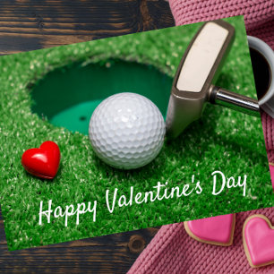 Golf ball  for Valentine's Day send love to golfer Holiday Card
