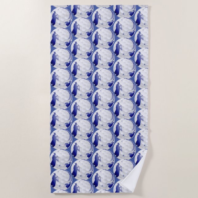 Golf Ball Fun Golfer Golfing  Art Pattern Beach Towel (Front)