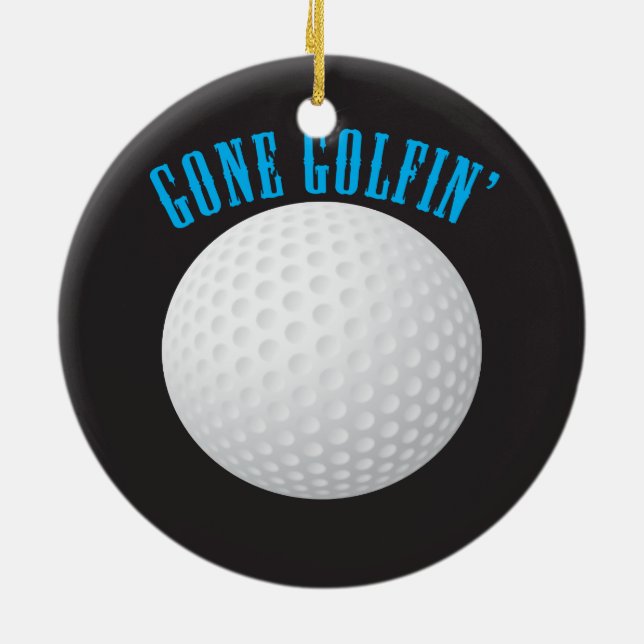 Golf Ball ⛳🎁 Gone Golfing Golfer Ceramic Ornament (Back)