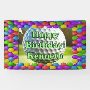 Golf Ball Happy Birthday custom Vinyl Banner
