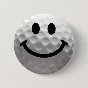 Golf ball Happy Face 2 Inch Round Button
