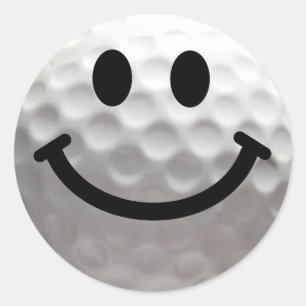 Golf ball Happy Face Classic Round Sticker