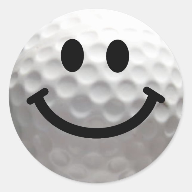 Golf ball Happy Face Classic Round Sticker (Front)