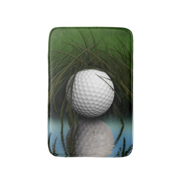 Golf Ball Hiding in Grass Sports Humour Bath Mat (Front Vertical)