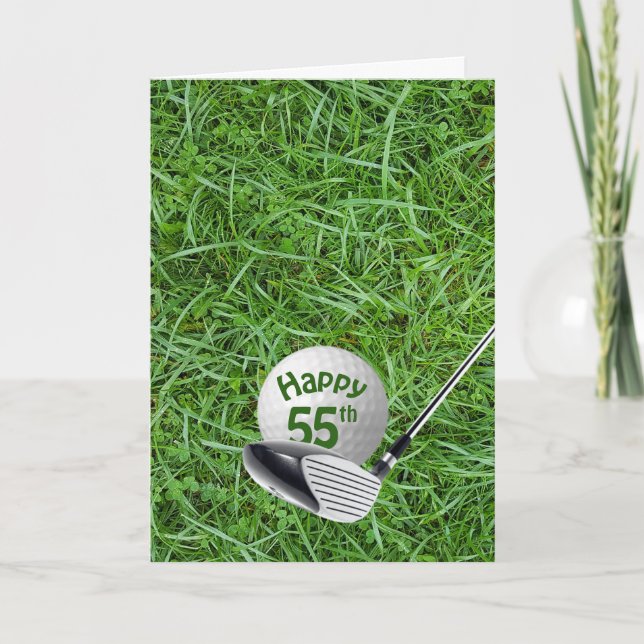 Golf Ball In Grass 55th Birthday Card (Front)