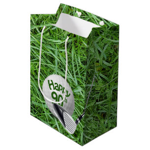 Golf Ball In Grass 90th Birthday  Medium Gift Bag