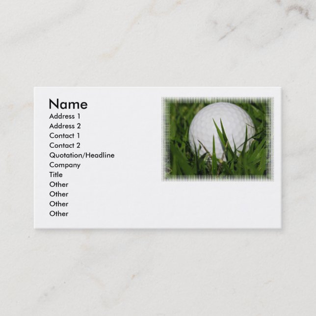 Golf Ball in Grass Business Card (Front)