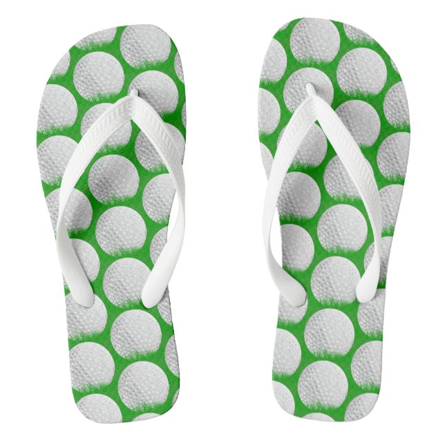 Golf Ball in Grass Pattern Flip Flops (Footbed)