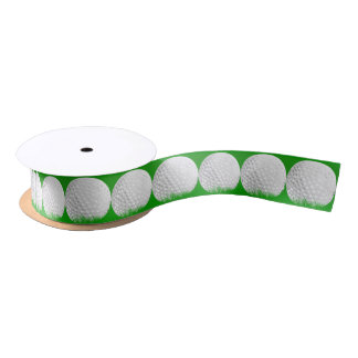 Golf Ball in Grass Satin Ribbon