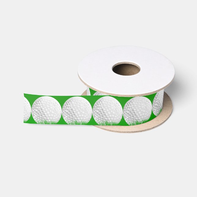Golf Ball in Grass Satin Ribbon (Spool)