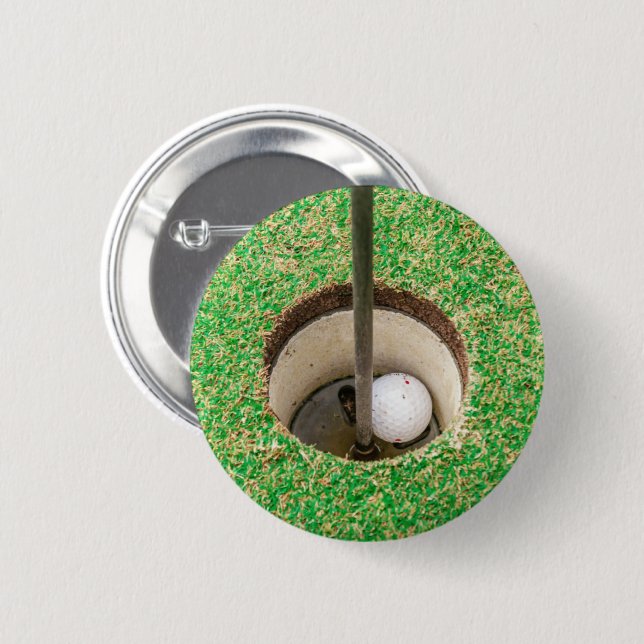 Golf Ball in Hole 2 Inch Round Button (Front & Back)