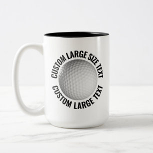 Golf Ball & Large Text BLACK 15oz Custom Two-Tone Coffee Mug