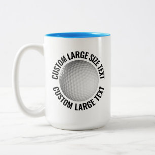 Golf Ball & Large Text LIGHT BLUE 15oz Custom Two-Tone Coffee Mug
