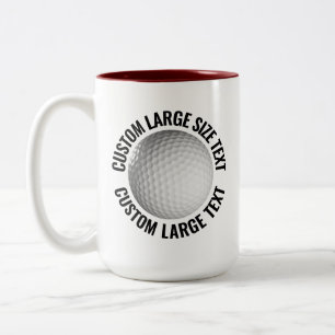 Golf Ball & Large Text MAROON 15oz Custom Two-Tone Coffee Mug