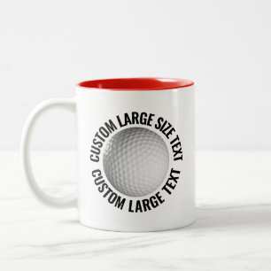 Golf Ball & Large Text RED 11oz Custom Two-Tone Coffee Mug